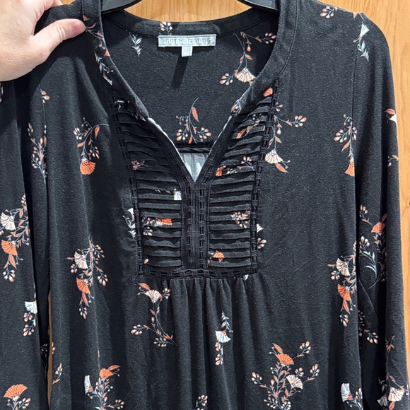 Daniel Rainn Black Floral 3/4 sleeve Blouse - Picture 2 of 4